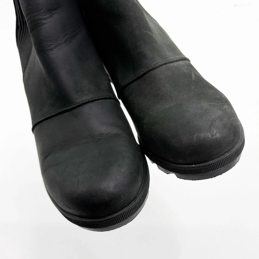 SOREL Joan Rhapsody Wedge Chelsea Snow Boot Black Slip On size 7.5 Waterproof